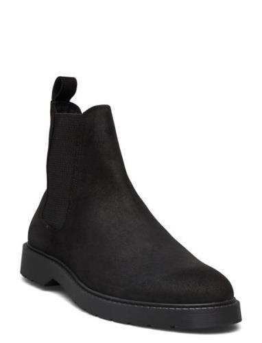 Slhtim Suede Chelsea Boot Stövletter Chelsea Boot Black Selected Homme