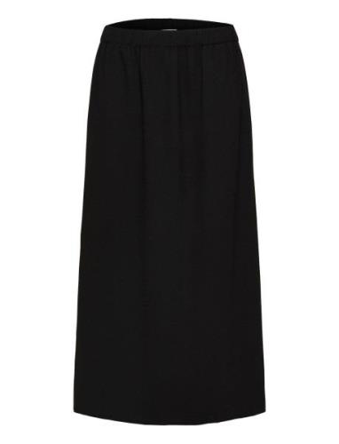 Slftinni-Relaxed Mw Midi Skirt B Noos Knälång Kjol Black Selected Femm...