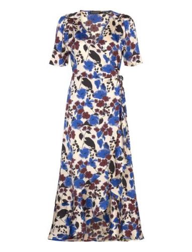 Slkarven Printed Dress Ss Knälång Klänning Blue Soaked In Luxury