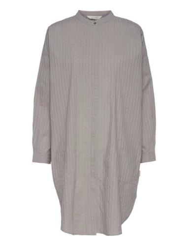 Oline Cotton Shirt Dress Knälång Klänning Silver Gai+Lisva