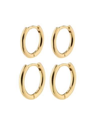 Leaf 2-In-1 Set Huggie Hoops Accessories Jewellery Earrings Hoops Gold...
