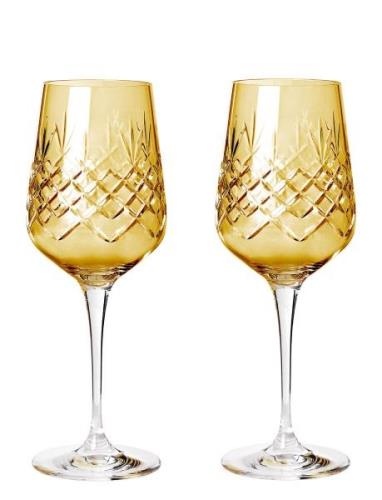 Crispy Citrine Madame - 2 Pcs Home Tableware Glass Wine Glass Yellow F...