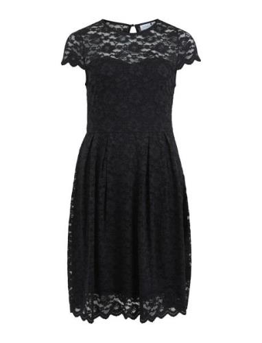 Vikalila Capsleeve Lace Dress Knälång Klänning Black Vila