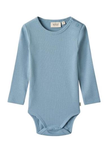 Rib Body L/S Spencer Bodies Long-sleeved Blue Wheat