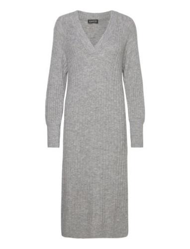 Slrakel V-Neck Dress Knälång Klänning Grey Soaked In Luxury