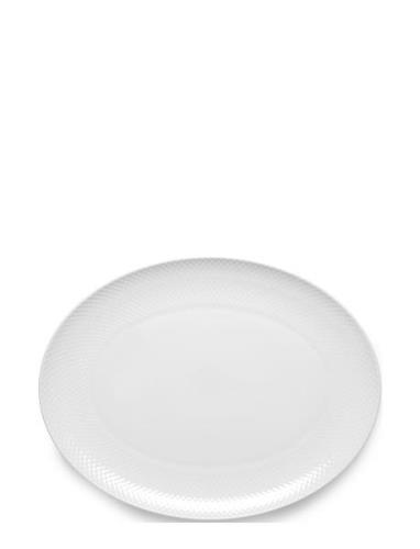 Rhombe Ovalt Serveringsfad 42X32 Hvid Home Tableware Serving Dishes Se...