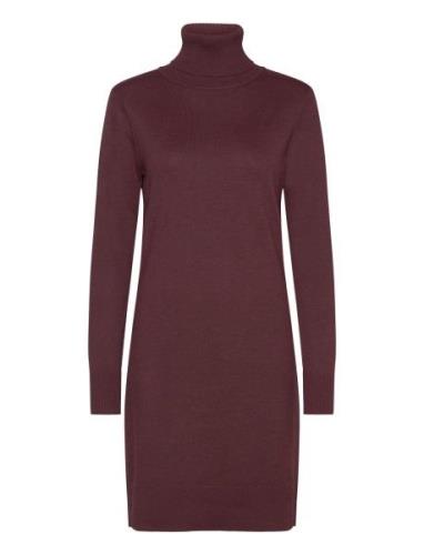 U6801, Milasz Rollneck Dress Knälång Klänning Burgundy Saint Tropez