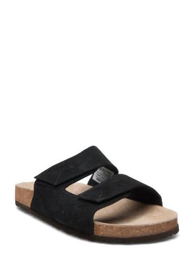 Slfbetsy Suede Strap Slider Platta Sandaler Black Selected Femme