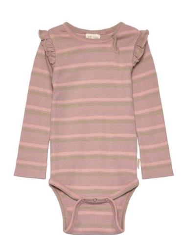 Petit Piao Body L/S Modal Two Striped Rosa