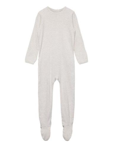 Striped Jersey Full Body W. Back Opening Långärmad Bodysuit Grey Copen...