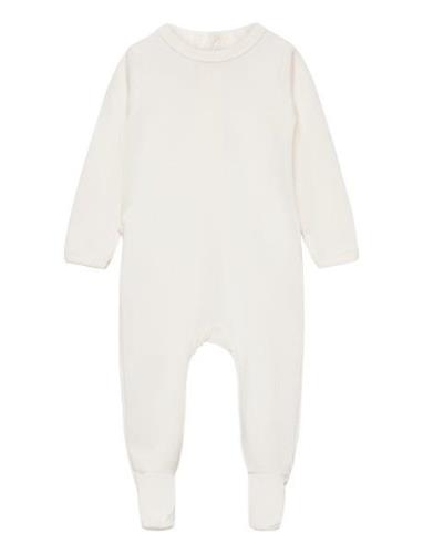 Rib Jersey Full Body W. Back Opening Långärmad Bodysuit Cream Copenhag...