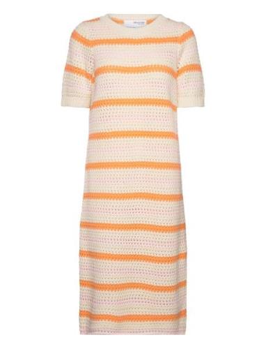 Slfalby Ss Long Knit Dress Knälång Klänning Multi/patterned Selected F...