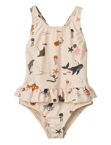 Amara Printed Swimsuit Baddräkt Badkläder Cream Liewood