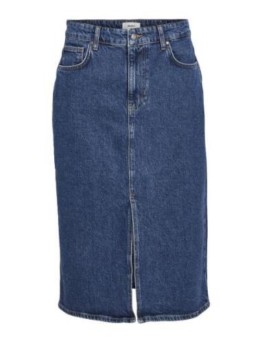 Objellen Mw Midi Denim Skirt Noos Knälång Kjol Blue Object