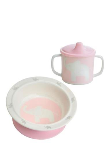 Elephant, Bowl And Cup, Pink Home Meal Time Dinner Sets Multi/patterne...