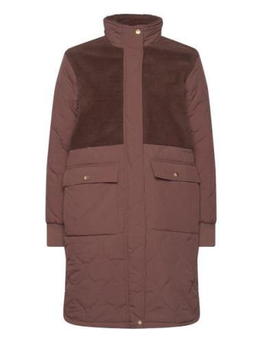 Hollie W Long Quilted Jacket Kviltad Jacka Brown Weather Report