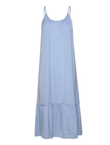 Recycle Polyester Dress Knälång Klänning Blue Rosemunde