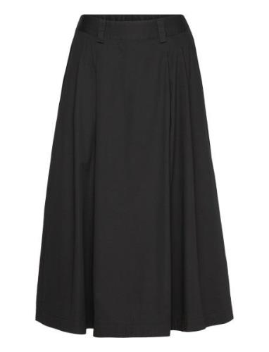 Poem Skirt Twill Knälång Kjol Black Moshi Moshi Mind