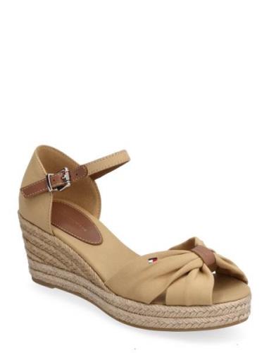 Basic Open Toe Mid Wedge Sko Wedge Khaki Green Tommy Hilfiger