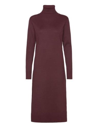 Milasz Roll Neck Long Dress Knälång Klänning Burgundy Saint Tropez