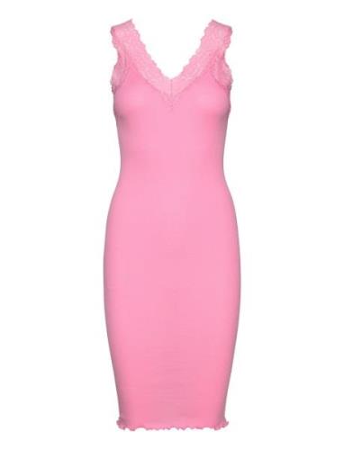 Organic Dress Knälång Klänning Pink Rosemunde