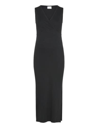 Mlemily Tess Sl Jrs Abk Dress 2F A. Knälång Klänning Black Mamalicious