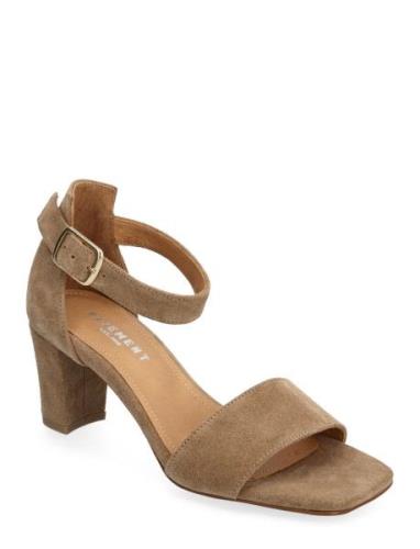 Sinna Suede Sandal Med Klack Brown Pavement