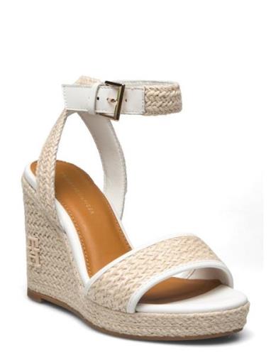 Th Rope High Wedge Sandal Sandalette Med Klack Espadrilles Cream Tommy...