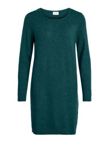 Viril L/S Knit Dress - Noos Knälång Klänning Green Vila