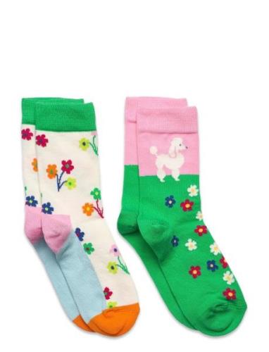 2-Pack Kids Poodle & Flowers Socks Sockor Strumpor Multi/patterned Hap...