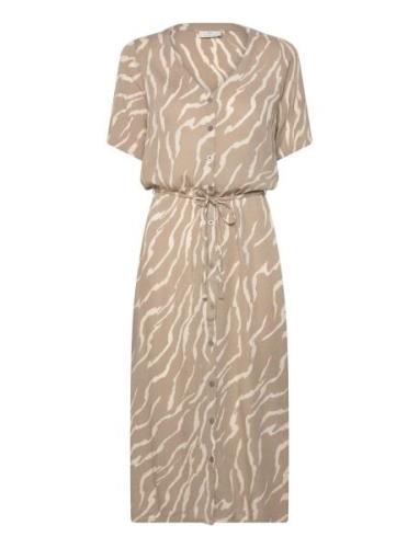 Katara Amber Dress Knälång Klänning Beige Kaffe