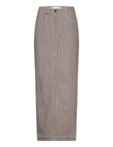 Striped Twill Long Skirt Lång Kjol Brown REMAIN Birger Christensen