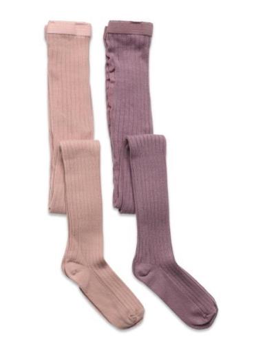 Cotton Rib Tights Tights Purple Mp Denmark