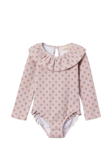 Nmffarley Ls Swimsuit Lil Baddräkt Badkläder Pink Lil'Atelier