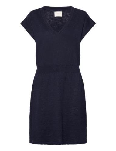 GANT Linen Blend Dress Marinblå