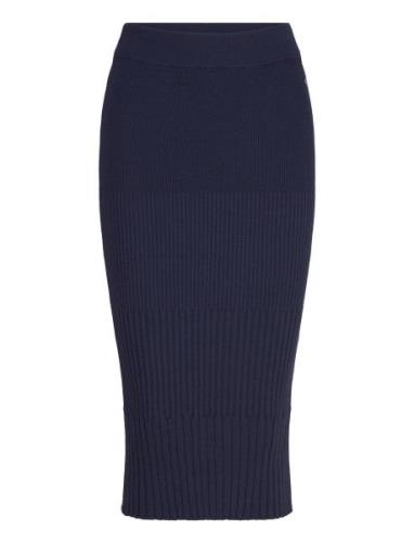 Cecina Rib Knit Skirt Knälång Kjol Navy Tamaris Apparel