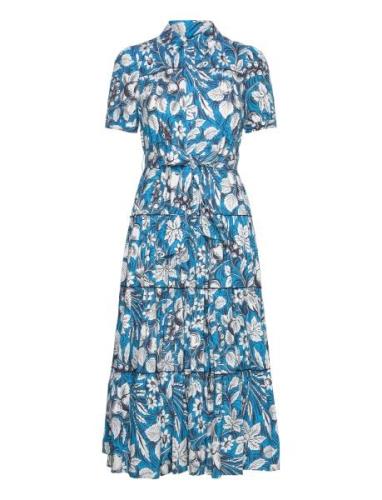 Dvf Queena Dress Knälång Klänning Blue Diane Von Furstenberg