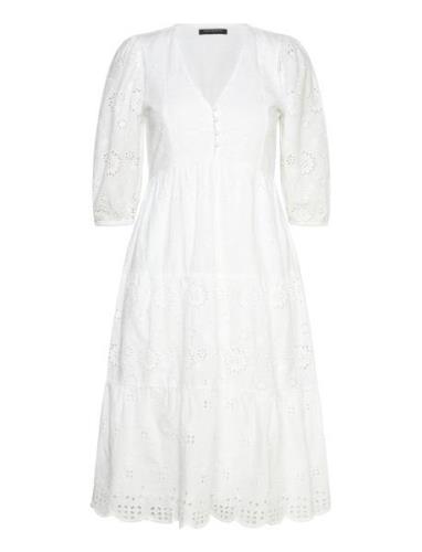 Broderie Anglaise Knälång Klänning White French Connection