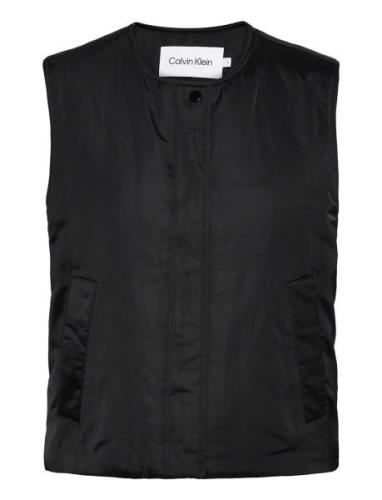 Minimal Padded Satin Vest Vests Padded Vests Black Calvin Klein