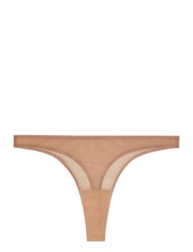 Understatement Underwear Mesh Thong Beige