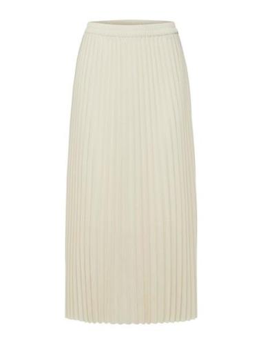 Slfalexis Mw Midi Skirt B Noos Knälång Kjol Cream Selected Femme