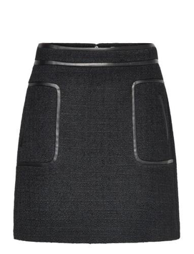 Paige Boucle Wool Blend Mini Skirt Kort Kjol Black Malina