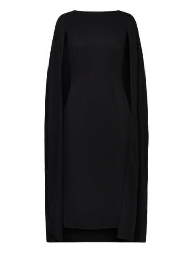 Norah Cape Detail Midi Dress Knälång Klänning Black Malina