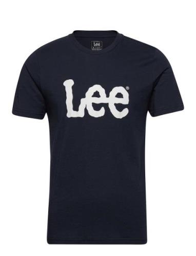 Wobbly Logo Tee Tops T-shirts Short-sleeved Navy Lee Jeans