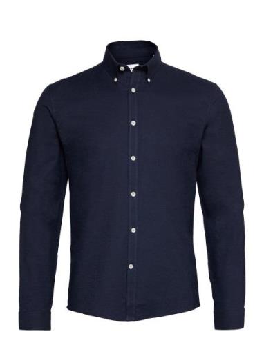 Lindbergh Yarn Dyed Oxford Superflex Shirt Marinblå