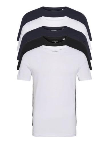 Jjeorganic Basic Tee Ss O-Neck 5Pk Mp Tops T-shirts Short-sleeved Blac...