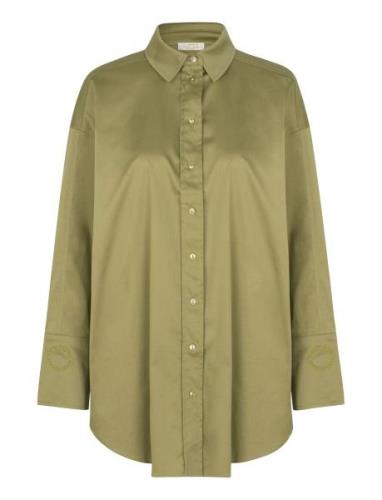 Davina Loose Shirt Tops Shirts Long-sleeved Khaki Green Notes Du Nord