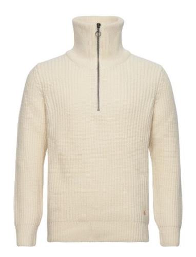 Sweater Zip-Up Collar Héritage Tops Knitwear Half Zip Jumpers Cream Ar...
