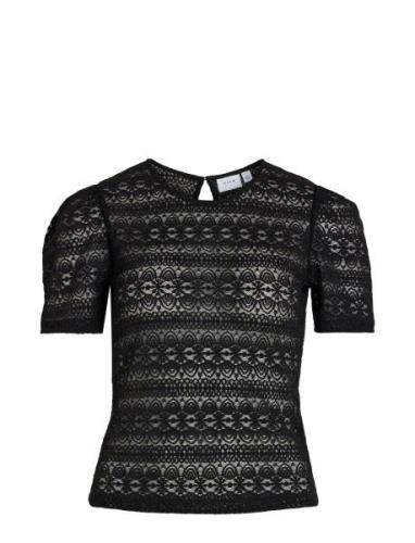 Vila Vichikka Puff O-Neck S/S Top - Noos Svart