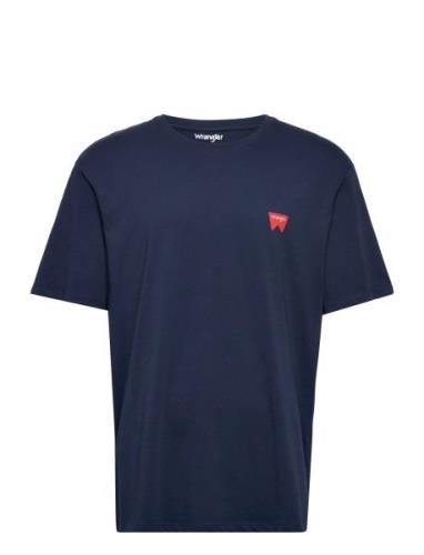 Sign Off Tee Tops T-shirts Short-sleeved Navy Wrangler